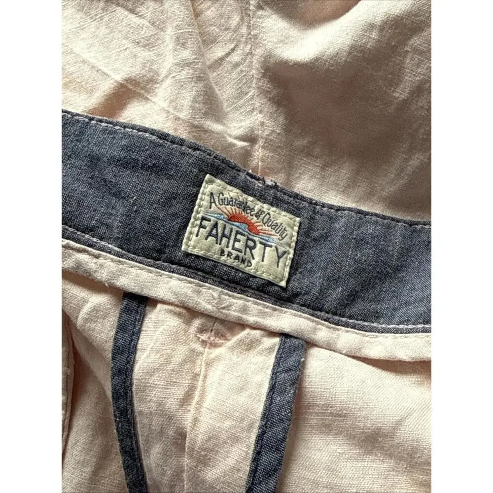 Faherty Shorts Mens 42 Linen Blend Chino Casual 9
